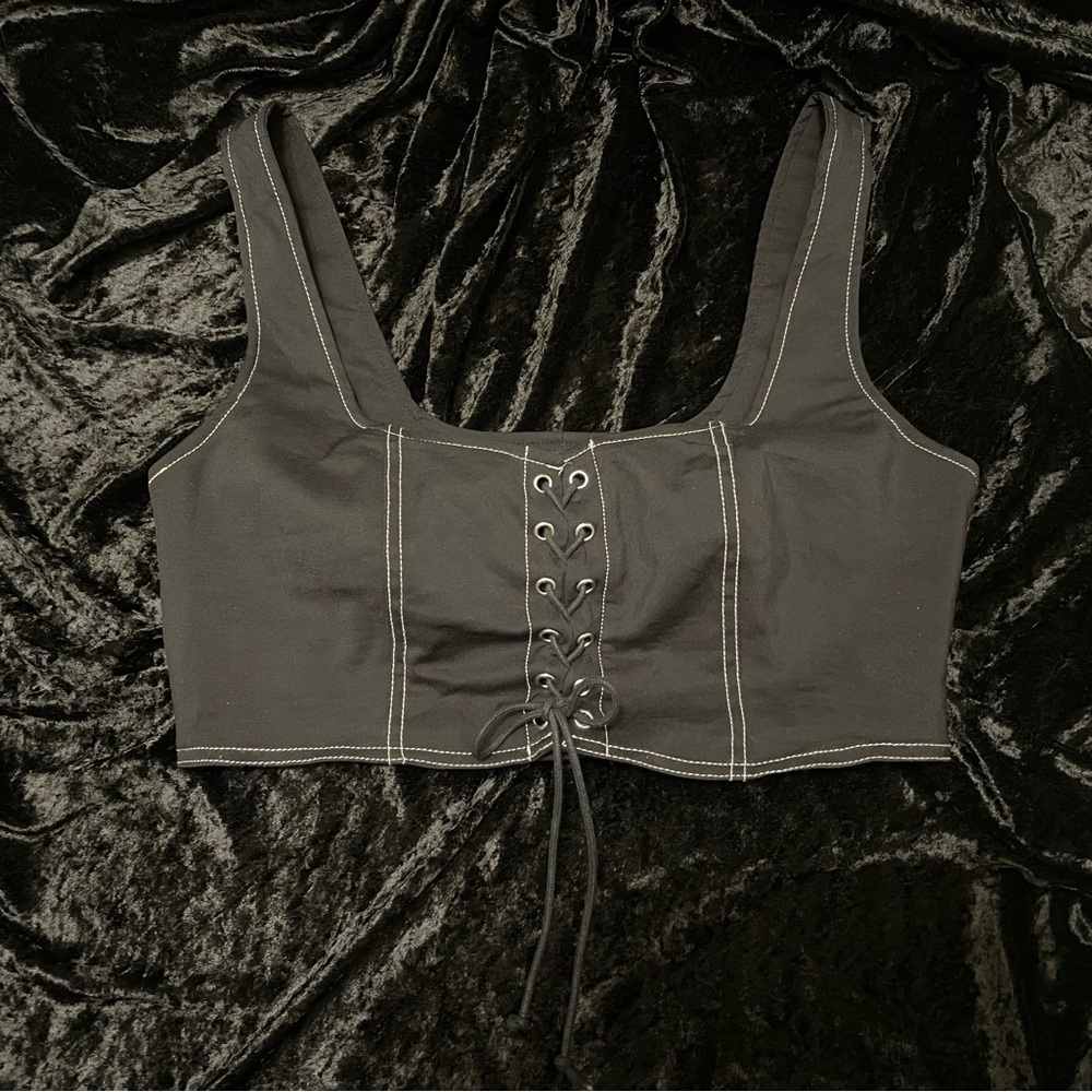 Black Corset Style Crop Top